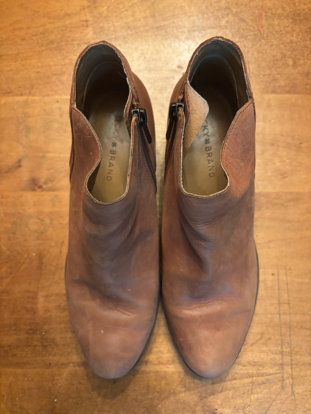 Lucky Brand women Brown Leather Zip Boots